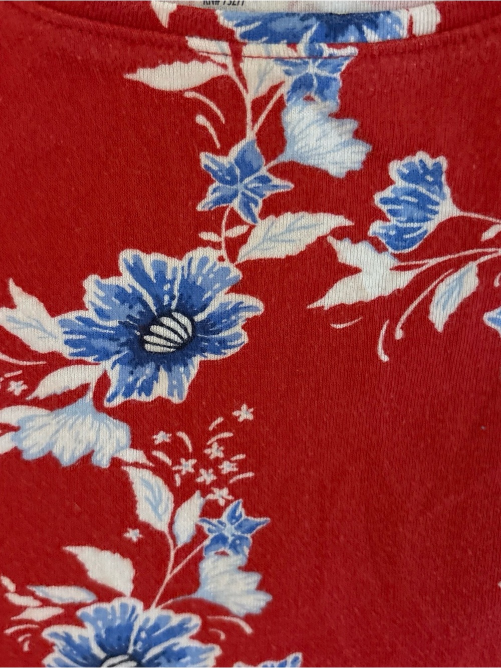 croft & barrow Red Floral Crewneck Tee with Blue Accents